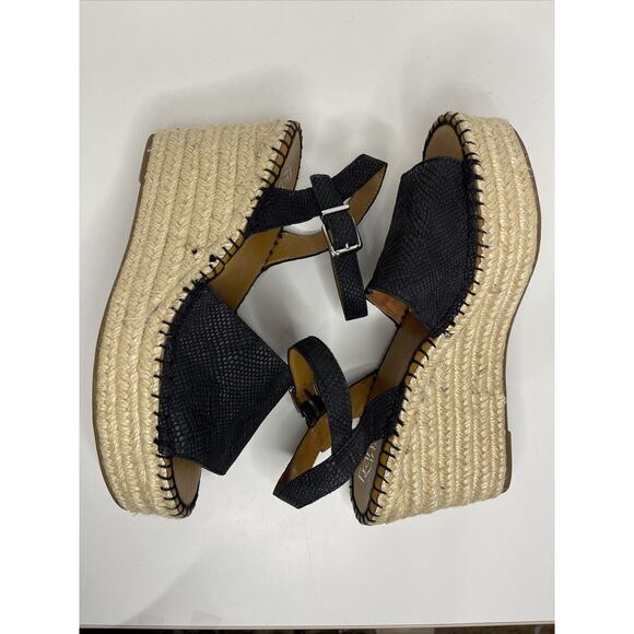 Franco Sarto Takara Espadrille Wedge Sandal Black Size 9.5 M - Picture 2 of 10